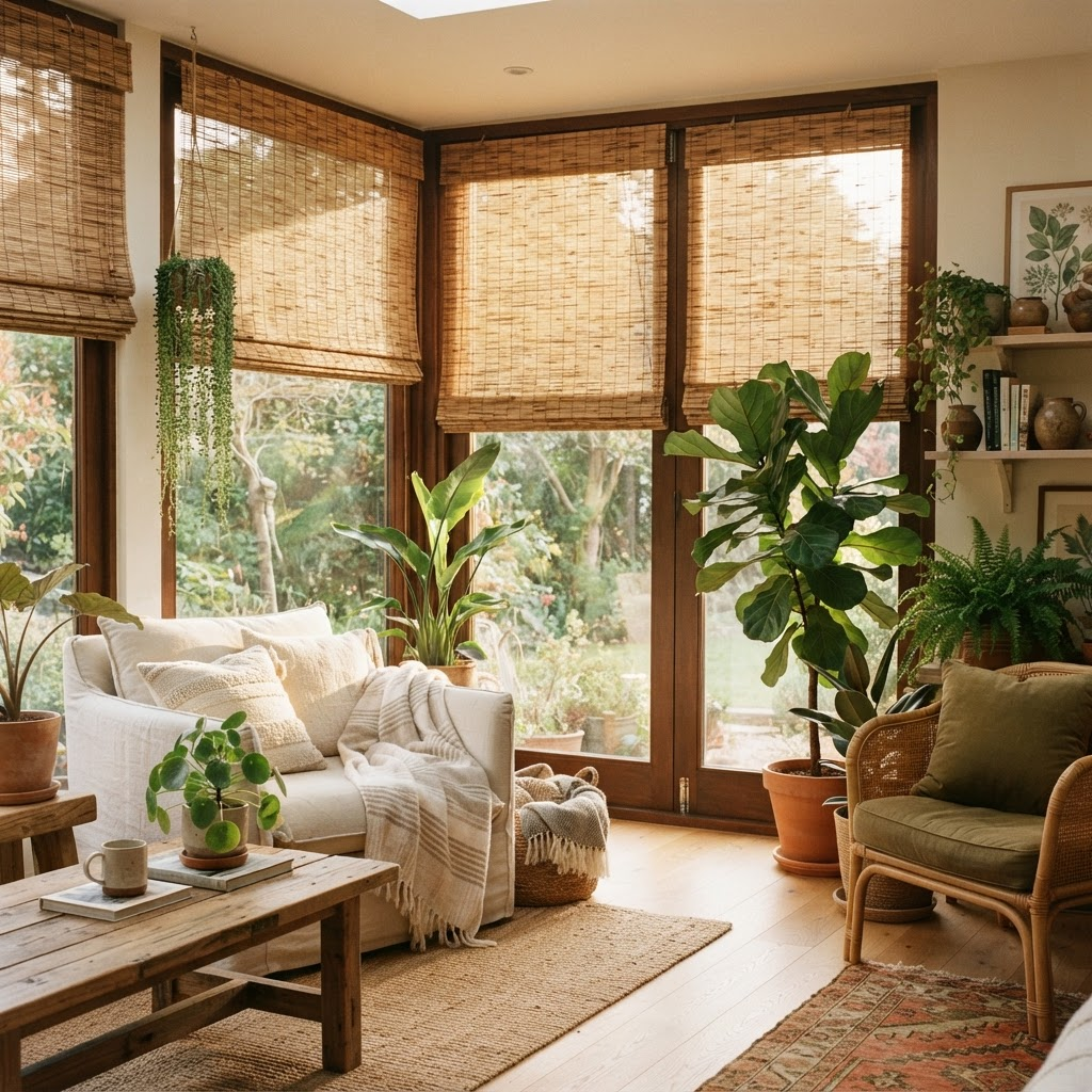 Woven Wood & Bamboo — Organic texture that warms a whole room.